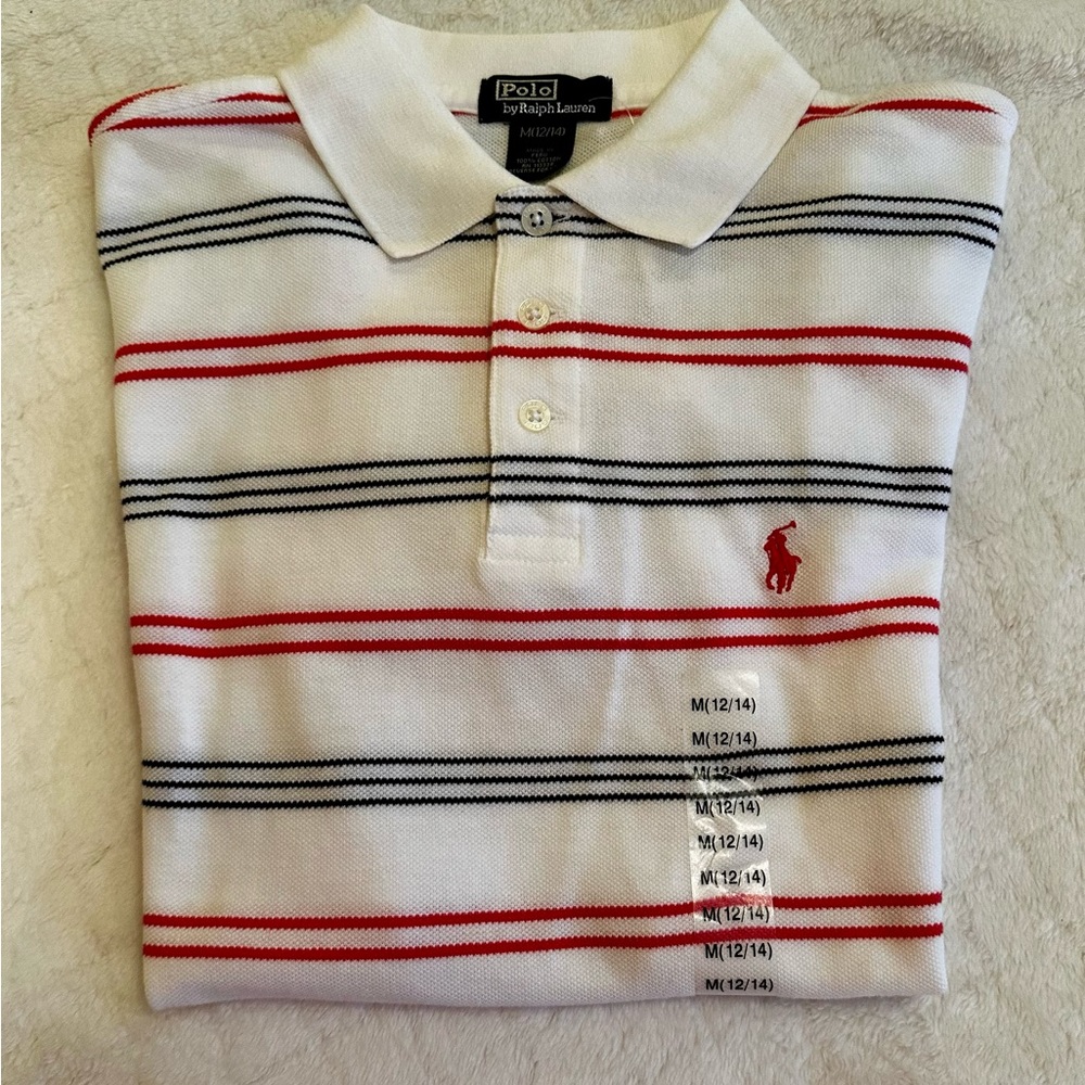 NWT Boys Striped Mesh Polo Size M Polo Ralph Lauren (12-14)